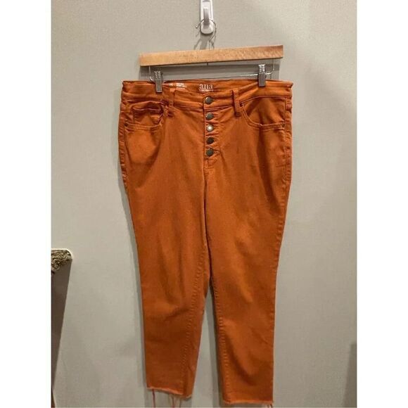 a.n.a 14 rust high rise skinny ankle alerted hem button fly pants - Picture 1 of 6